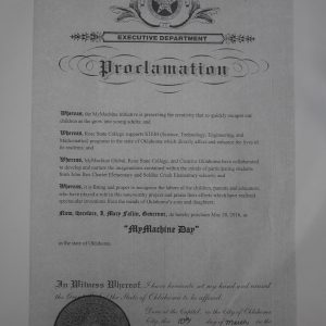 Governor Fallin proclaimed May 20, 2016 as MyMachine Day in the State of Oklahoma!